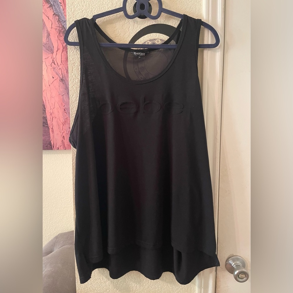 Bebe Plus Size Womens sport Black sheer Tank Top size 3X pre-owned